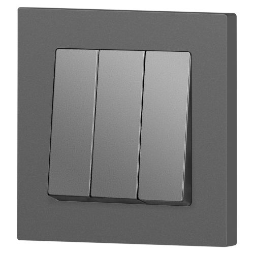  Выключатель 3-кл. СП Accent 6-106-07 10А IP20 250В AL/CU графит Intro Б0063544 фото в каталоге от BTSprom.by