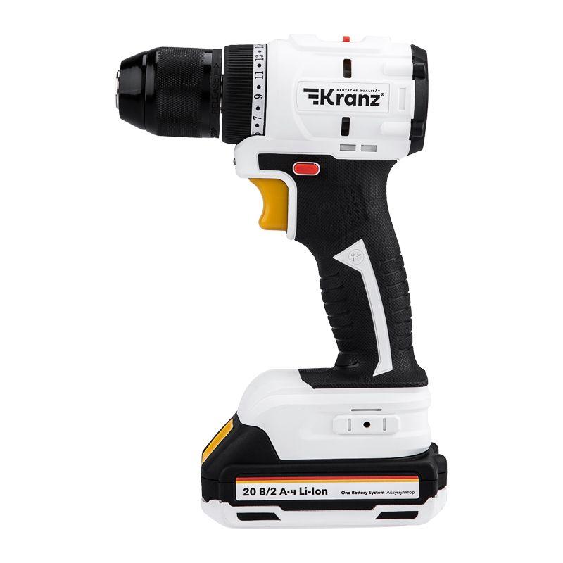  Дрель-шуруповерт аккумуляторная бесщеточная Li-Ion 20В 55Нм (кейс 2 аккум. 2А.ч) Kranz KR-PT-055 фото в каталоге от BTSprom.by