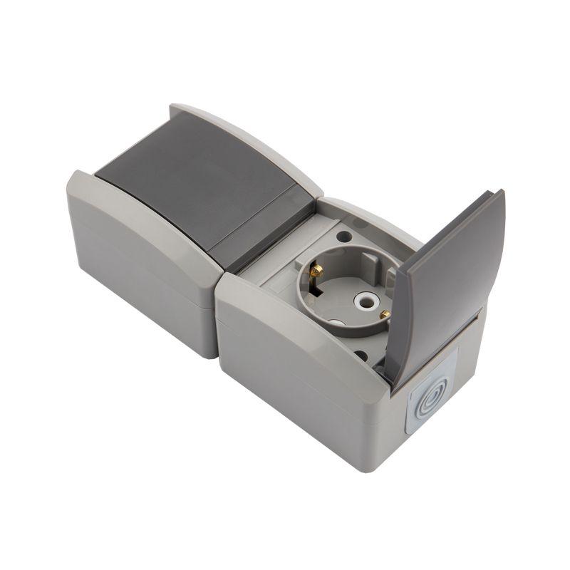  Блок ОП 2 розетки вертик. INDUSTRIAL с заземл. IP54 сер. Kranz KR-78-0615 фото в каталоге от BTSprom.by