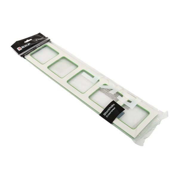  Рамка 5-м Стокгольм бел. с линией цвета зел. EKF EXM-G-306-20 фото в каталоге от BTSprom.by