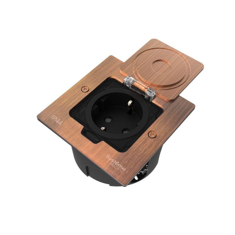 лючок multidesk mdk21 с розеткой 2p+e 16а 250в ip44 с монтажной коробкой для стены фальшпола стола медь se mdk21102ca от BTSprom.by