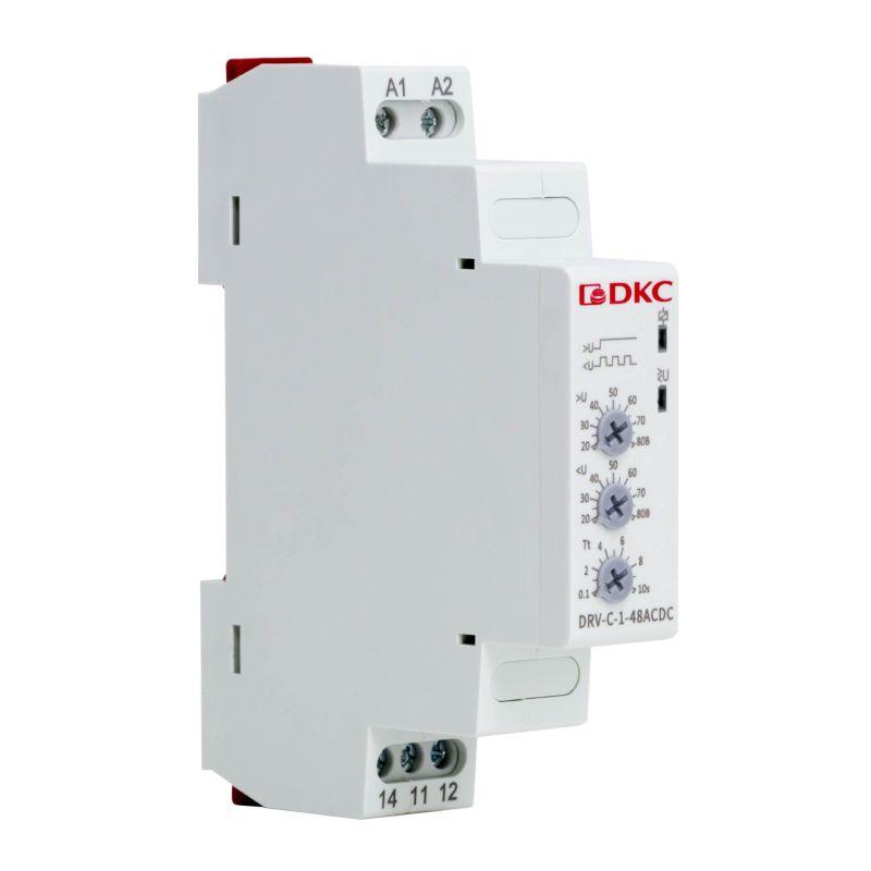 реле контроля напряжения 1ф drv конфигурация контакта 1co 24-48в ac/dc dkc drv-c-1-48acdc от BTSprom.by