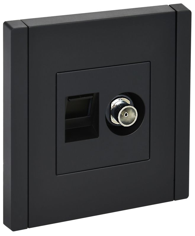 розетка 2-м tv+rj45 кат.5e forte&piano fp136 черн. iek fp-ak20-1-k02 от BTSprom.by