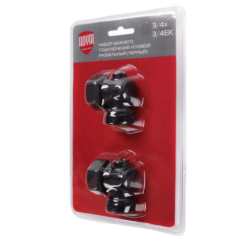 Набор нижнего подключения угловой раздельный 3/4х3/4ЕК черн. Royal Thermo НС-1559437 фото в каталоге от BTSprom.by