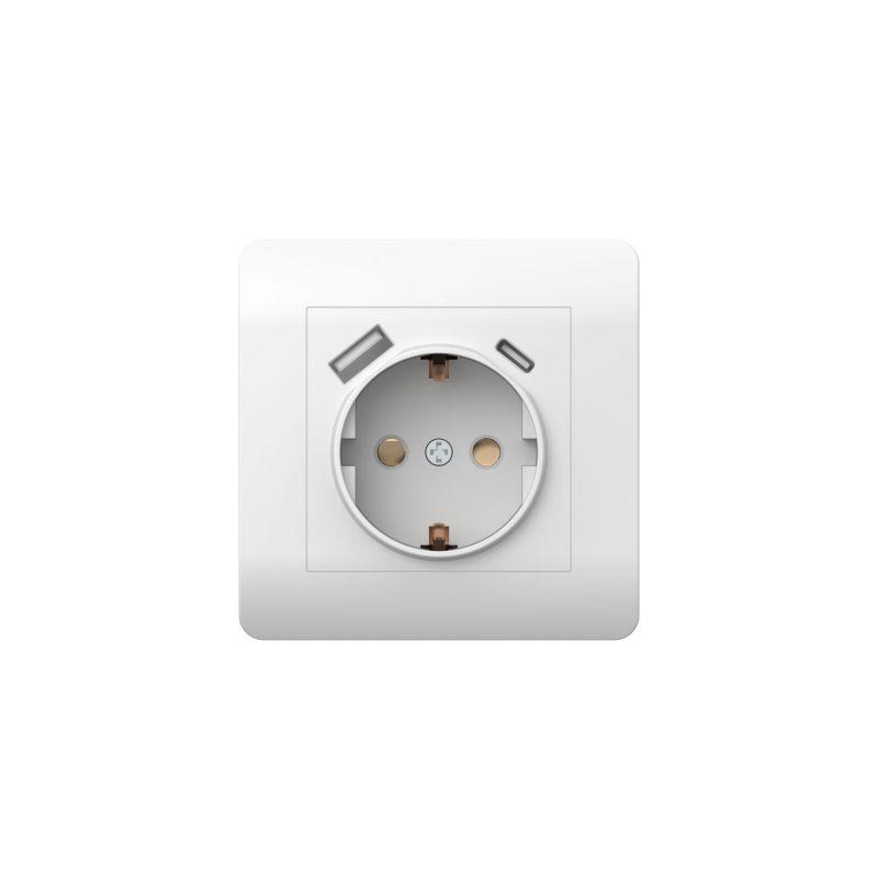 розетка new3-e 16а с заземл. защ. шторки с 2-мя заряд. устройствами usb a+c 5в/2.1а бел. chint 431552 от BTSprom.by