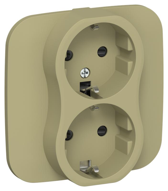 розетка 2-м сп flite рсш12-0-а-фло 16а с заземл. с защ. шторками в сборе механизм олив. iek fi-r24a-16-k26 от BTSprom.by