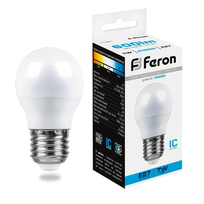 лампа светодиодная 7вт 230в e27 6400к g45 lb-95 feron 25483 от BTSprom.by