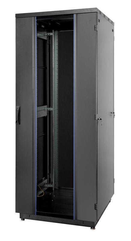 шкаф racknet s3000 42u 800х800 передняя дверь стекло 1-ств. задняя дверь метал. 2-ств. черн. eurolan 60f-42-88-31bl от BTSprom.by