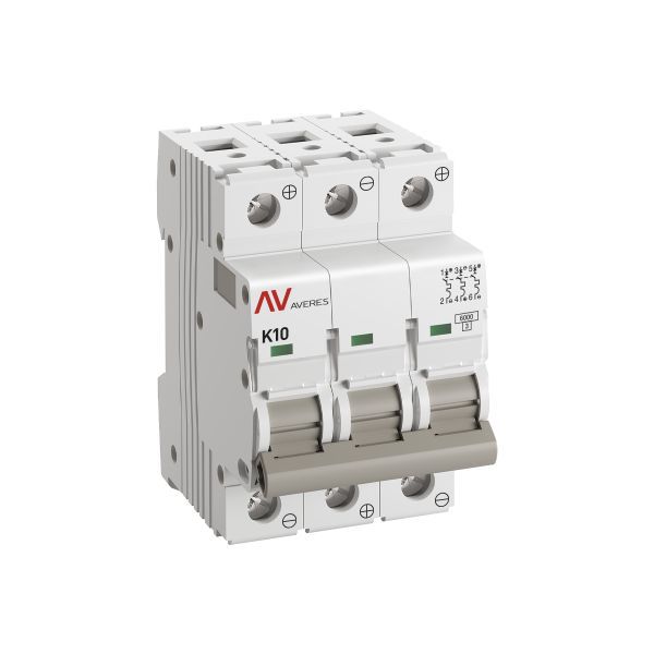  Выключатель автоматический модульный 3п K 10А 6кА AV-6 DC AVERES EKF mcb6-DC-3-10K-av фото в каталоге от BTSprom.by