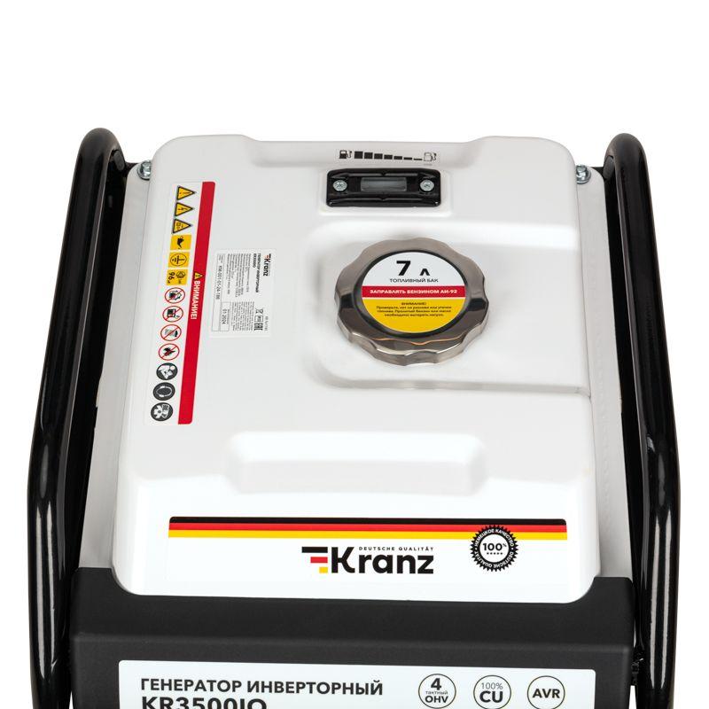  Генератор инверторный KR3500IO 3.5кВт 230В 7л открытый корпус ручной старт KRANZ KR-16-1143 фото в каталоге от BTSprom.by