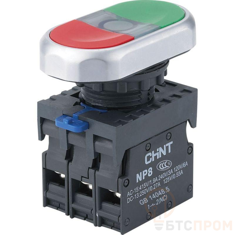 Кнопка двойная NP8-11SD/3 AC110-230В(LED) 2НЗ IP65 (R) зел. CHINT 667630 фото в каталоге от BTSprom.by  Кнопка двойная NP8-11SD/3 AC110-230В(LED) 2НЗ IP65 (R) зел. CHINT 667630 фото в каталоге от BTSprom.by