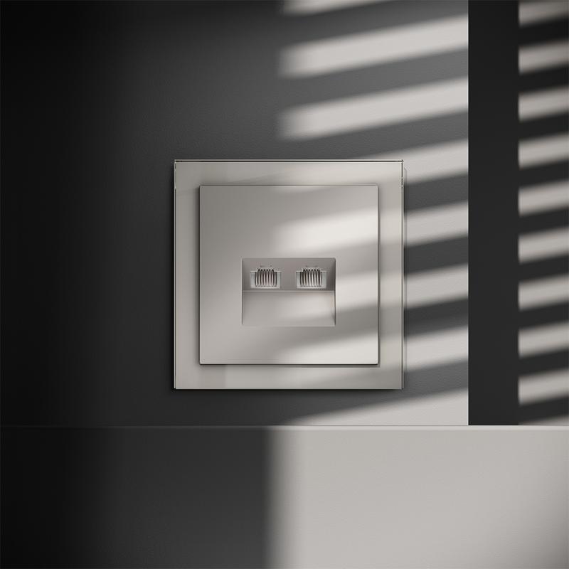  Розетка компьютерная 2-м СП S70 RJ45 + RJ45 кат.6 механизм кашемир Voltum VLS060203 фото в каталоге от BTSprom.by