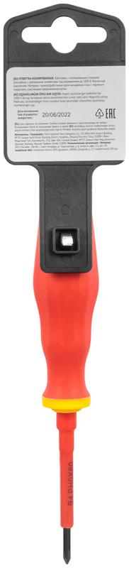  Отвертка изолированная 1000 В CrV сталь прорезиненная ручка 3х60мм РН0 FIT 55891 фото в каталоге от BTSprom.by