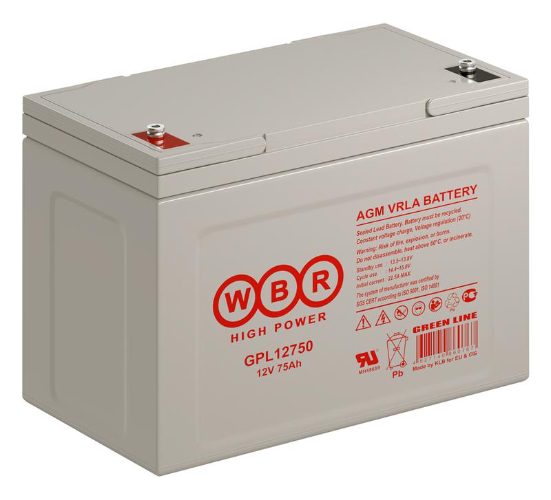  Аккумулятор 12В 75А.ч WBR GPL12750 WBR фото в каталоге от BTSprom.by