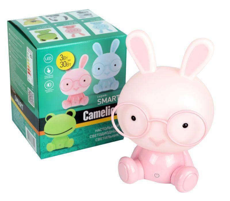 Светильник настольный KD-892 C14 LED 3Вт диммир. кабель USB+ адаптор 220В/5В заяц в очках роз. Camelion 13894 фото в каталоге от BTSprom.by  Светильник настольный KD-892 C14 LED 3Вт диммир. кабель USB+ адаптор 220В/5В заяц в очках роз. Camelion 13894 фото в каталоге от BTSprom.by