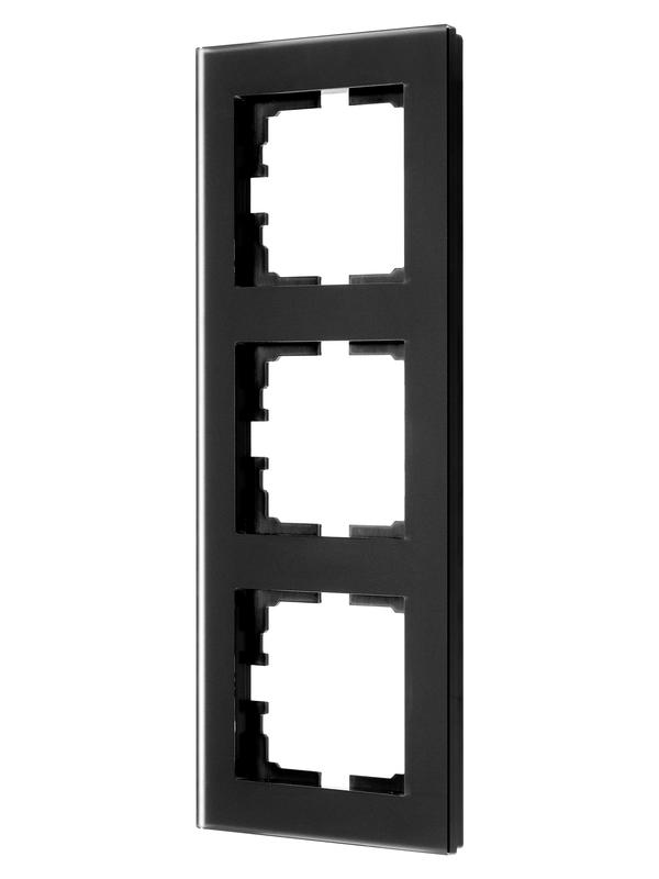 рамка 3-местн. вертик. vesna стекло черн. матов. lezard 742-5980-153 от BTSprom.by