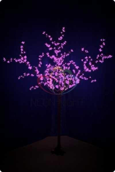 светодиодное дерево "сакура", высота 2,4 м, диаметр кроны 1,72м, фиолетовые диоды, ip 44, понижающий трансформатор в комплекте, neon-night от BTSprom.by