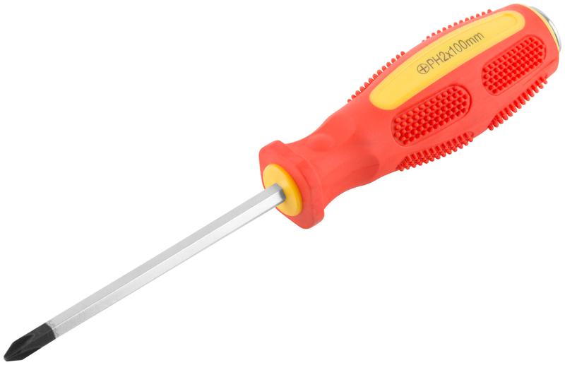  Отвертка ударная CrV сталь шестигранное сквозное жало с бойком прорезиненная ручка 6х100мм PH2 КУРС 55603 фото в каталоге от BTSprom.by