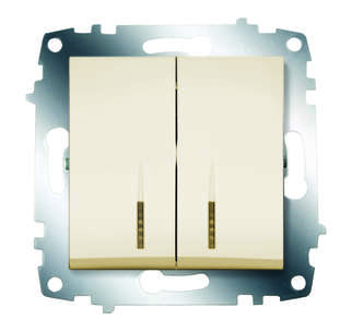 выключатель 2-кл. 1мод. сп cosmo 10а ip20 с подсветкой механизм крем. abb 619-010300-203 от BTSprom.by