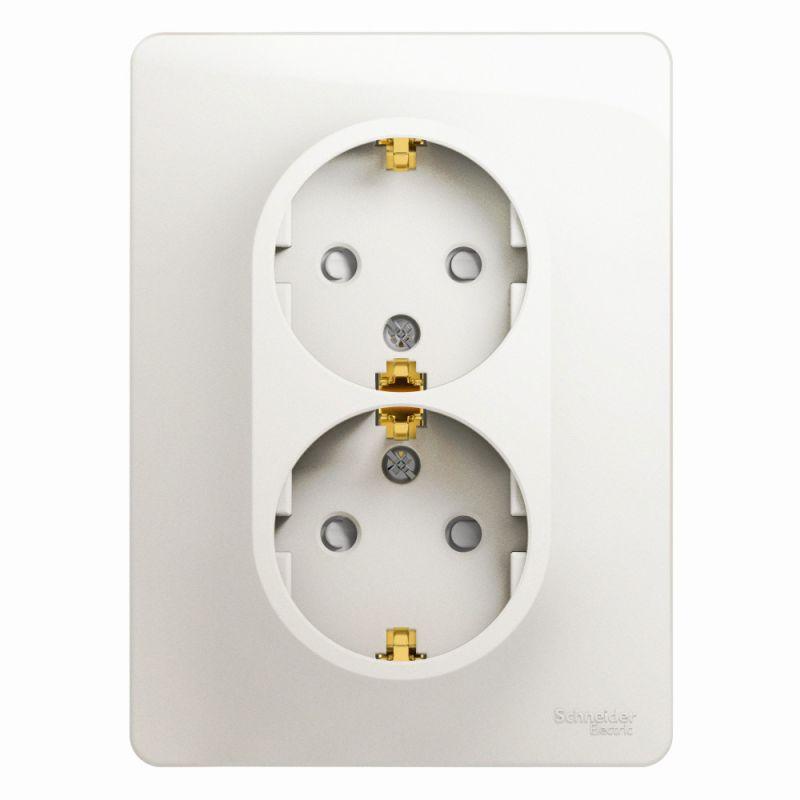 розетка 2-м сп glossa 16а ip20 250в с заземл. защ. шторки в сборе перламутр. se gsl000626 от BTSprom.by