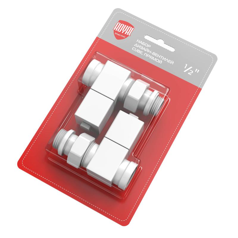 набор дизайн-вентилей cube прямой 1/2дюйм бел. royal thermo нс-1422574 от BTSprom.by