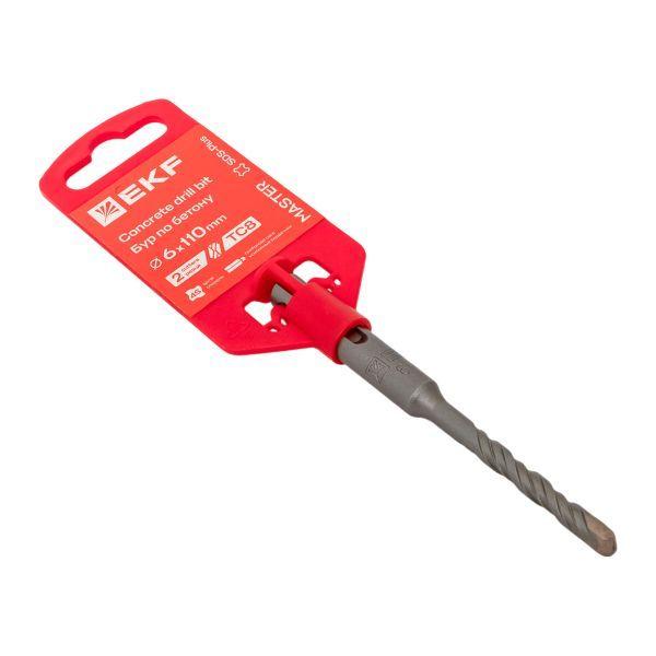  Бур по бетону SDS-plus 6х110мм 2 резца 4S спираль Master EKF db-6-110-2x4 фото в каталоге от BTSprom.by