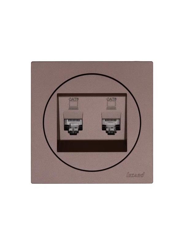  Розетка компьютерная 2-м СП OSEN кат.6 с модулем механизм шоколад LEZARD 743-7388-142 фото в каталоге от BTSprom.by