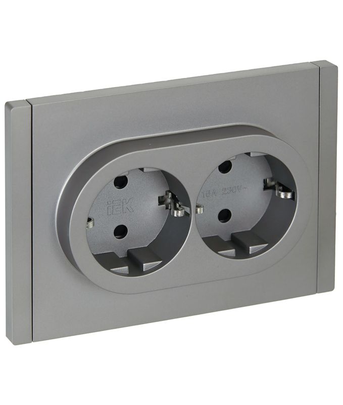 розетка 2-м сп forte&piano fp523 16а с заземл. защ. шторки безвинт. крепл. сталь iek fp-r24-16-1-k46 от BTSprom.by
