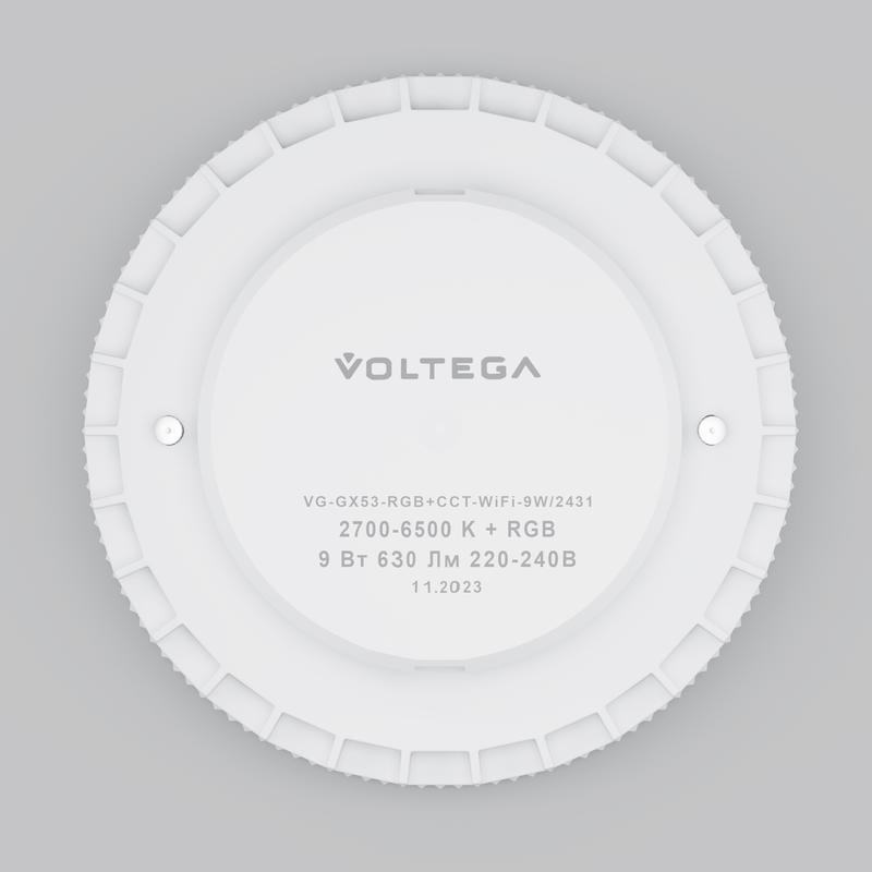 Лампа светодиодная Wi-Fi GX53 9Вт 2700К-6500К MIX-RGB DIM Voltega 2431 фото в каталоге от BTSprom.by