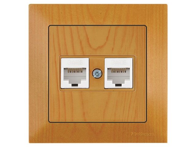 розетка компьютерная 2xrj45 (cat6, скрытая) дуб, daria, mutlusan ((2xrj 45) 8-pin, соединения типа 568a или 568b) 2120 141 0158 от BTSprom.by