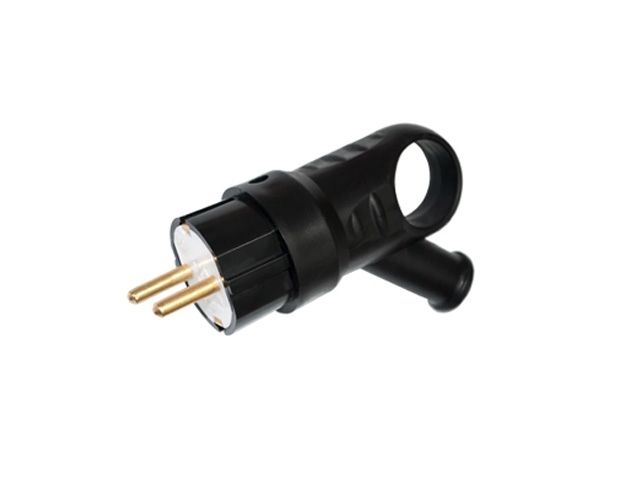 вилка угловая с ушком (с/з, 16а, 250в) черная, bylectrica в16-385 от BTSprom.by