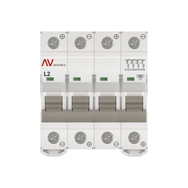  Выключатель автоматический модульный 4п L 2А 10кА AV-10 DC AVERES EKF mcb10-DC-4-02L-av фото в каталоге от BTSprom.by