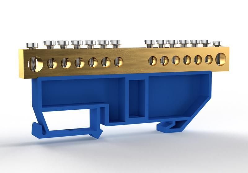 шина нулевая на din-изоляторе 8х12мм 14 отвер. латунь tokov electric tke-bcb-812-14-din/n от BTSprom.by