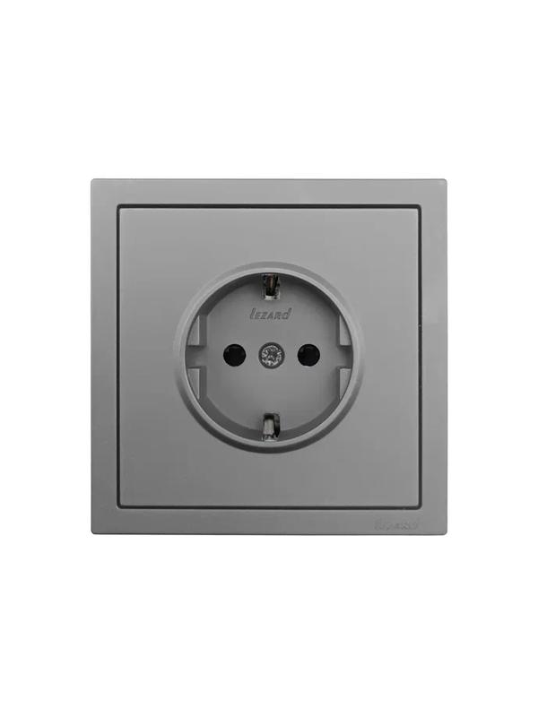  Розетка 1-мест. с защитн.шторк. СП ZIMA IP20 16А ПБТ безвинт. зажим сер. матов. LEZARD 704-7488-124BQC фото в каталоге от BTSprom.by