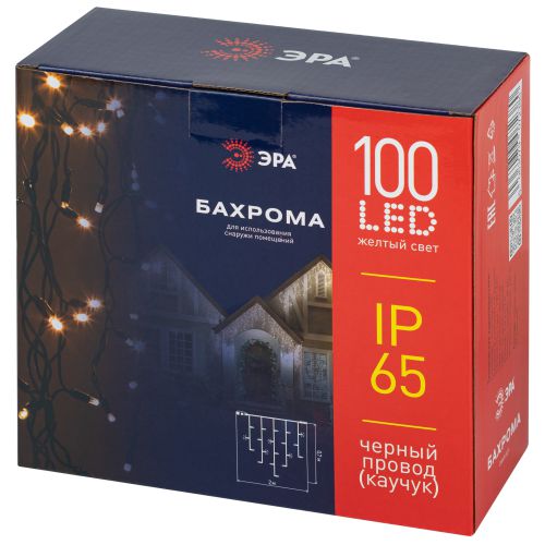  Гирлянда светодиодная "Бахрома" 2х0.7м 100LED желт. IP65 220В ERAPS-BZ1 Эра Б0060545 фото в каталоге от BTSprom.by