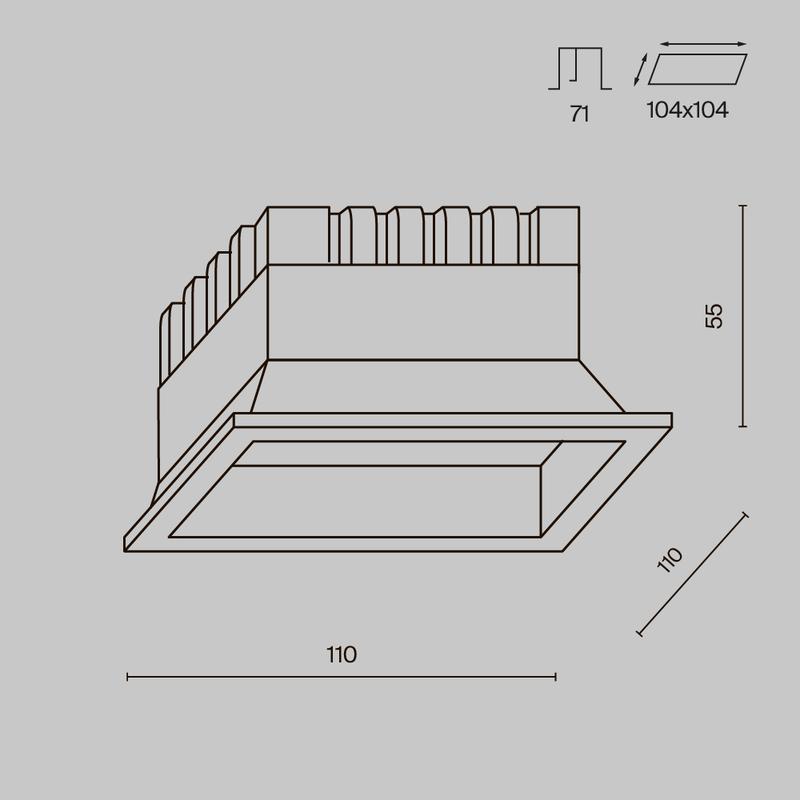  Светильник Okno 12Вт 3000-4000-6000К IP44 100град. встраив. Maytoni DL056-12Вт3-4-6K-B фото в каталоге от BTSprom.by