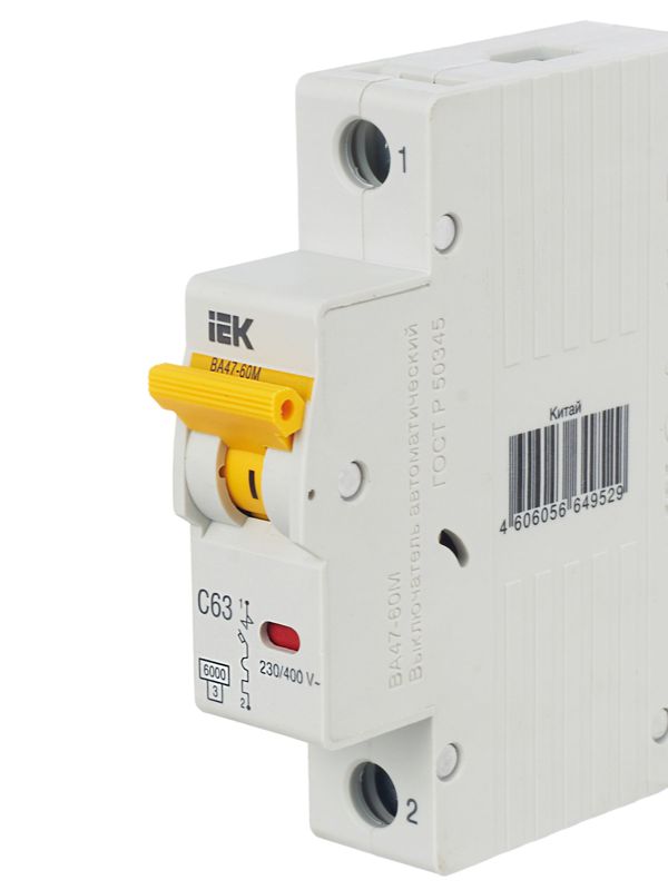  Выключатель автоматический модульный 1п C 63А 6кА ВА47-60M KARAT IEK MVA31-1-063-C фото в каталоге от BTSprom.by