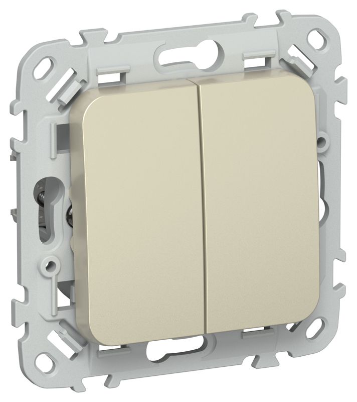 выключатель проходной 2-кл. сп flite вс62-1-0-флш 10а механизм шампань iek fi-v22-0-10-1-k37 от BTSprom.by