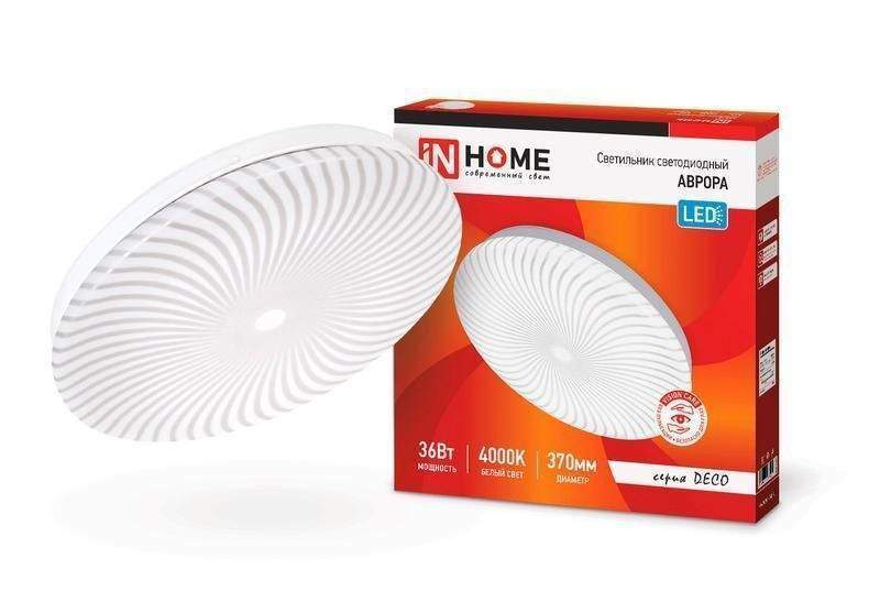 светильник светодиодный deco аврора 36вт 230в 4000к 2340лм 370х50мм in home 4690612037400 от BTSprom.by