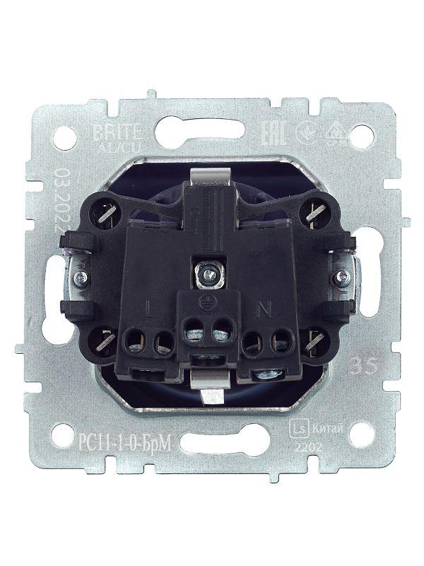  Розетка 1-м СП BRITE РС11-1-0-БрМ 16А с заземл. без защ. шторки механизм маренго IEK BR-R11-16-K35 фото в каталоге от BTSprom.by