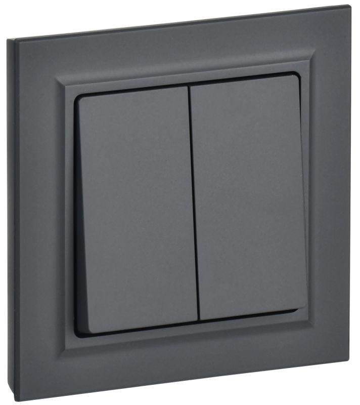 выключатель 2-кл. сп brite вср10-2-0-брг 10а в сборе графит iek br-v20-0-10-k53-f от BTSprom.by