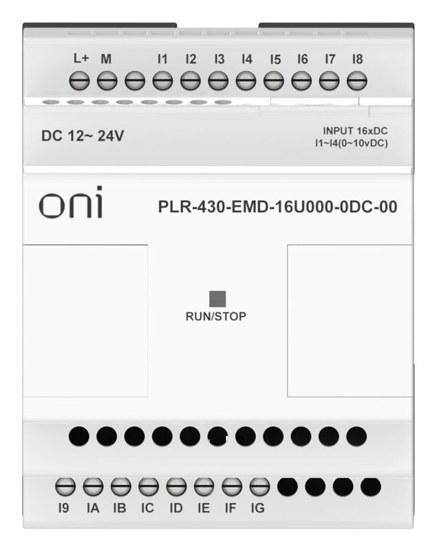  Модуль расширения входов выходов ПЛК 430 12 DI 4 UI (0-10В/DI) 24В DC ONI PLR-430-EMD-16U000-0DC-00 фото в каталоге от BTSprom.by