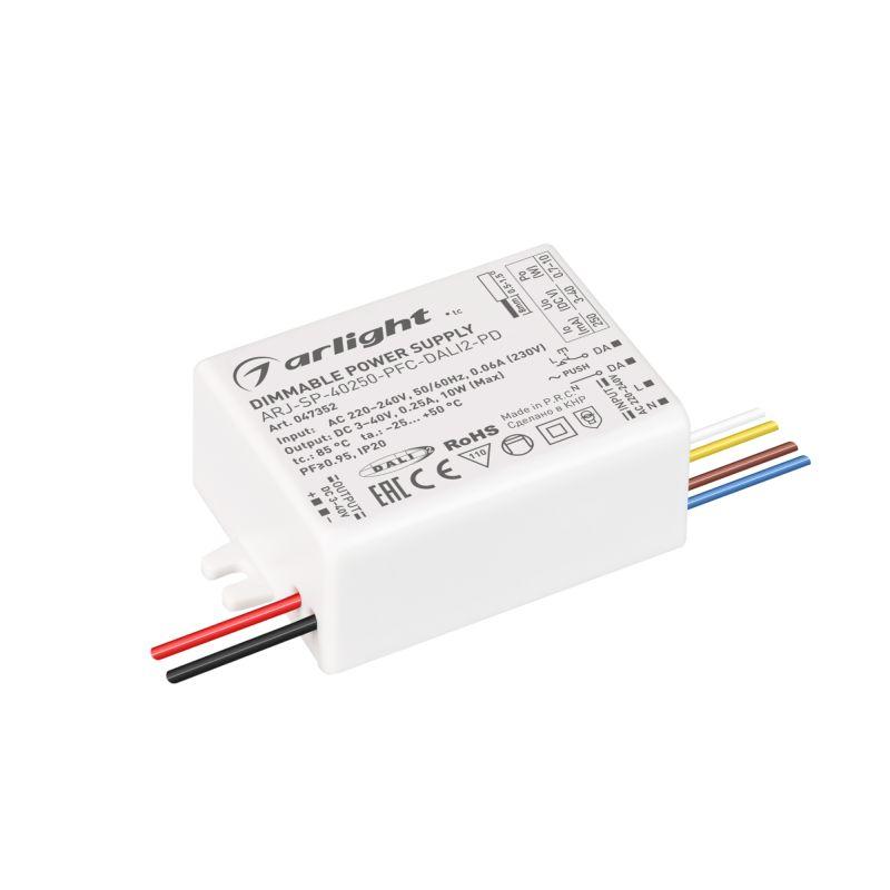 блок питания arj-sp-40250-pfc-dali2-pd (10вт 3-40в 250ма) ip20 пластик arlight 047352 от BTSprom.by