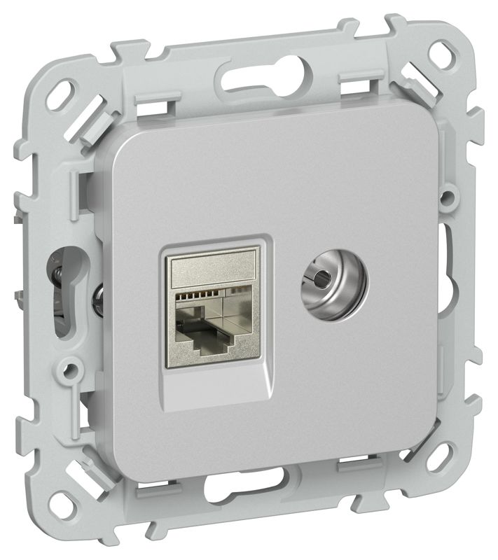 розетка 2-м сп flite рктв5е-2-1-фла rj45/tv кат.5e stp механизм алюм. iek fi-ak21-1-k47 от BTSprom.by