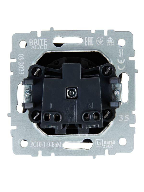  Розетка 1-м СП BRITE РС10-1-0-БрМ 10А без заземл. без защ. шторок механизм маренго IEK BR-R10-10-K35 фото в каталоге от BTSprom.by