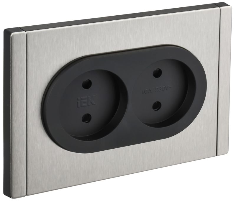 розетка 2-м сп forte&piano fp725m 10а без заземл. защ. шторки безвинт. крепл. никель iek fp-r23-10-1-m-k50 от BTSprom.by
