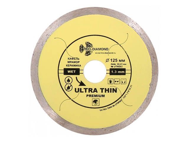 алмазный круг 125х22,23 мм по керамике сплошн.ультратонкий hot press (trio-diamond) utw502 от BTSprom.by