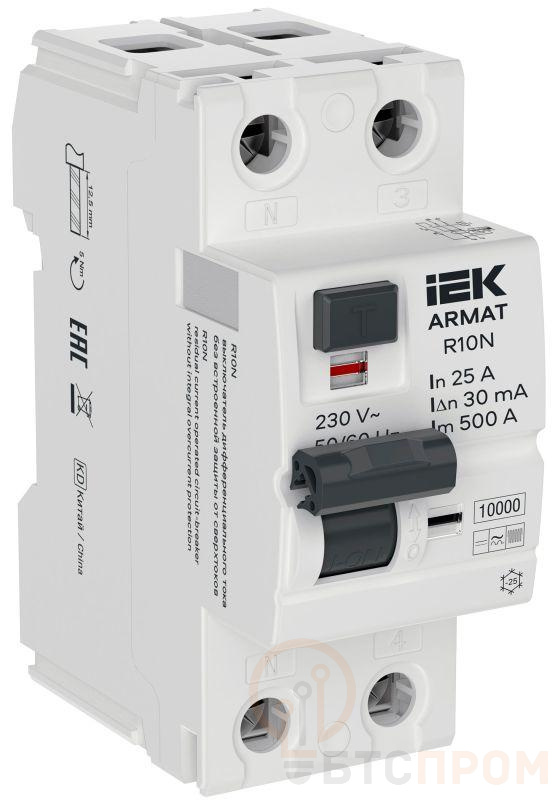 Выключатель дифференциального тока (УЗО) 2п 25А 30мА тип B ВДТ R10N ARMAT IEK AR-R10N-2-025B030 фото в каталоге от BTSprom.by  Выключатель дифференциального тока (УЗО) 2п 25А 30мА тип B ВДТ R10N ARMAT IEK AR-R10N-2-025B030 фото в каталоге от BTSprom.by