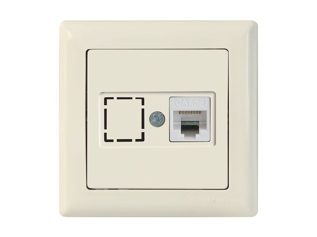 розетка компьютерная 1xrj45 (cat6, скрытая) кремовая, daria, mutlusan ((rj 45)   8-pin, соединения типа 568a или 568b) 2120 140 0102 от BTSprom.by