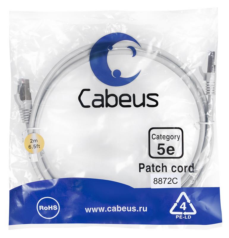 патч-корд f/utp кат.5e pc-ftp-rj45-cat.5e-2m-lszh 2xrj45/8p8c экранир. lszh 2м сер. cabeus 8872c от BTSprom.by
